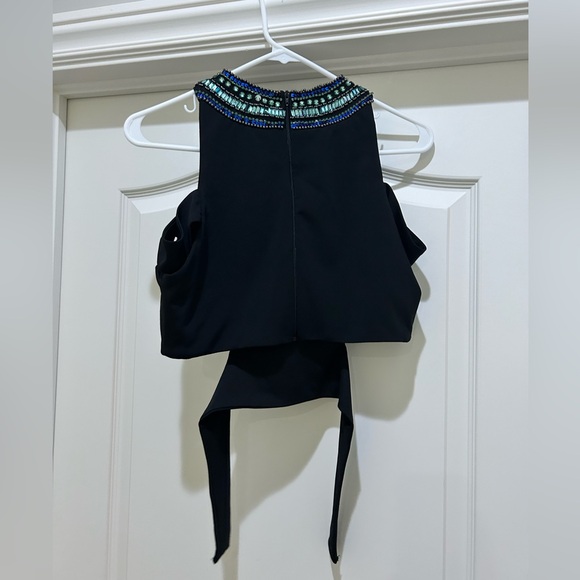 Black with colored rhinestones two piece dress - Picture 3 of 6